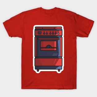 Domestic Gas Stove Oven Sticker vector illustration. Restaurant Kitchen appliance element icon concept. Electric oven sticker design logo icon with shadow. T-Shirt